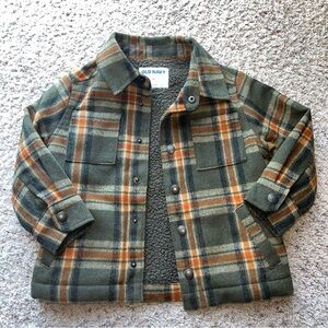 3t Toddler Old Navy Plaid Peacock Jacket - Green and Brown